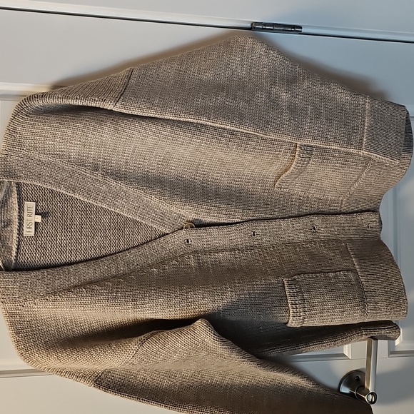 First Rite Wool Cardigan Fog Gray Large Andean Highland Wool